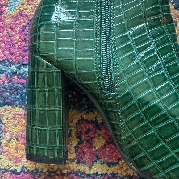 Green Croc-Embossed Knee-High Boots - Picture 2 of 2